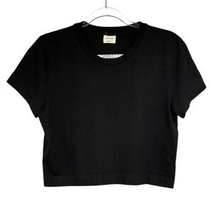 Wilfred Free Aritzia Black Cropped Tee Crewneck Short Sleeve 100% Cotton M 80296